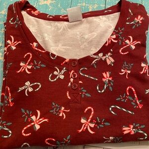 Jockey Red and Green Candy Cane Print Sleep Shirt